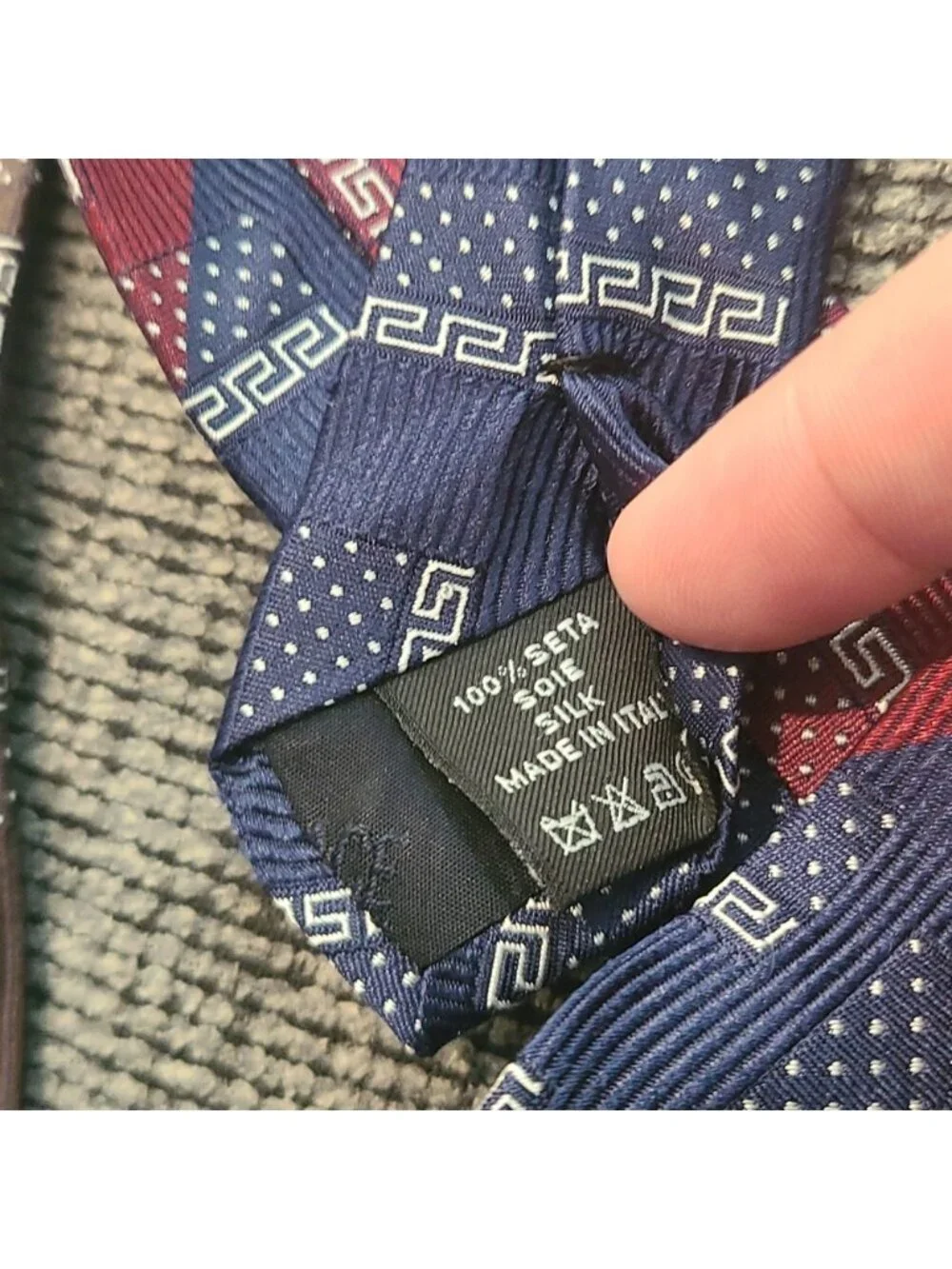 Versace collection vintage retro colour block 100% silk tie